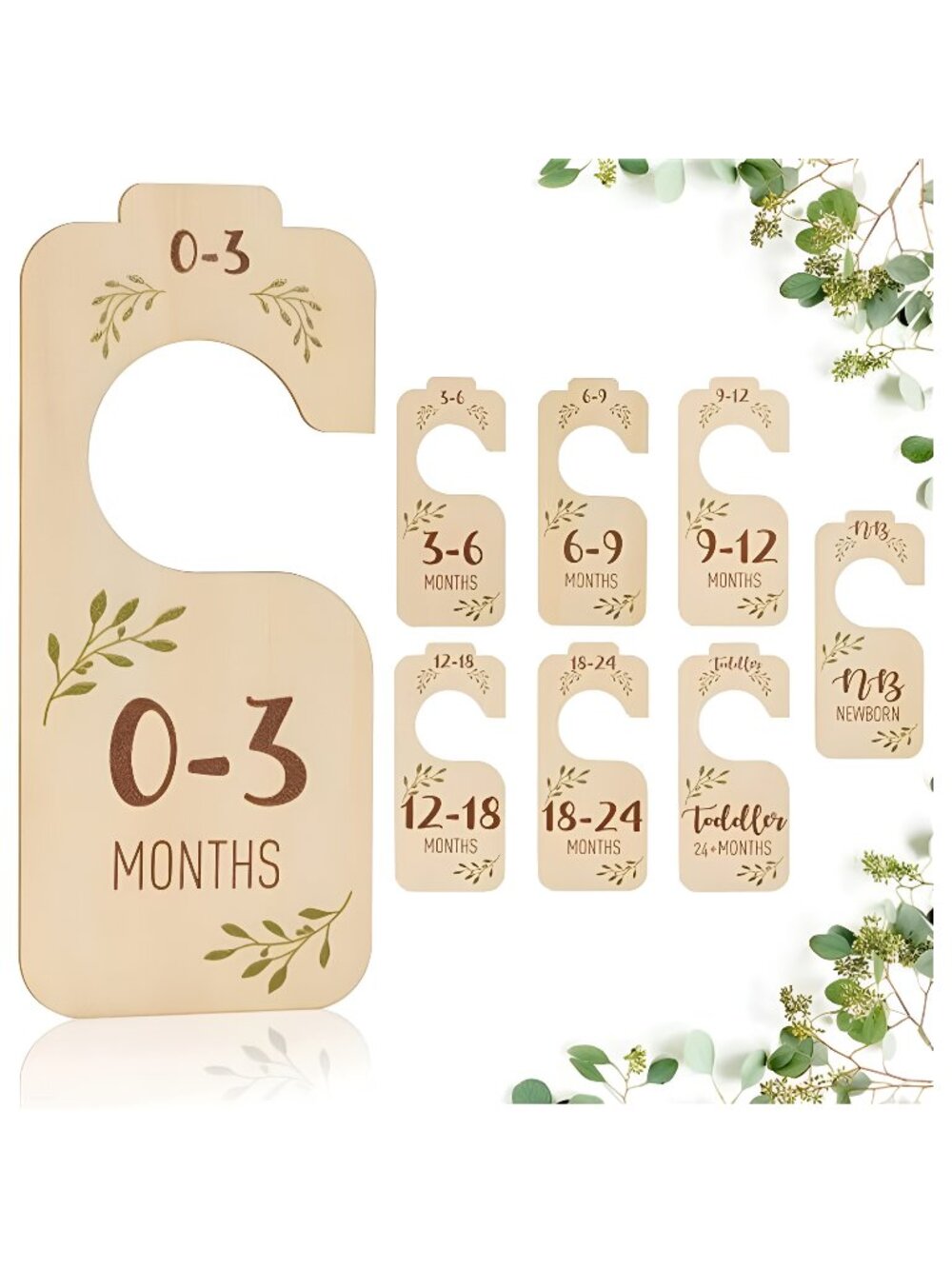 Baby Closet Dividers for Clothes Organizer - Set of 8 Wooden Double-Sided Hanger